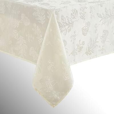 Threadmade Home Llc Graceful Leaves Rectangle Tablecloth, 60 x 102, Ivory