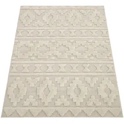 HOCHFLORTEPPICH, mit 3D-Struktur, aus Polypropylen, Creme, 60 x 100 cm