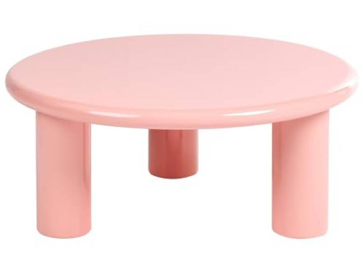 Beliani Couchtisch Rosa Rund Modernes Design Wohnzimmer Holzwerkstoff, Gefärbt, Belastbarkeit 50 kg, 80 x 80 x 35 cm