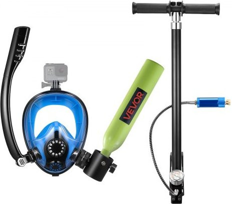 VEVOR Mini Duikfles 0,5 L, Draagbare Longfles voor onderwaterademhaling en Herbruikbare Zuurstofcilinder met Masker en Pomp