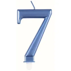 Blau Metallic Kerze Zahl 7