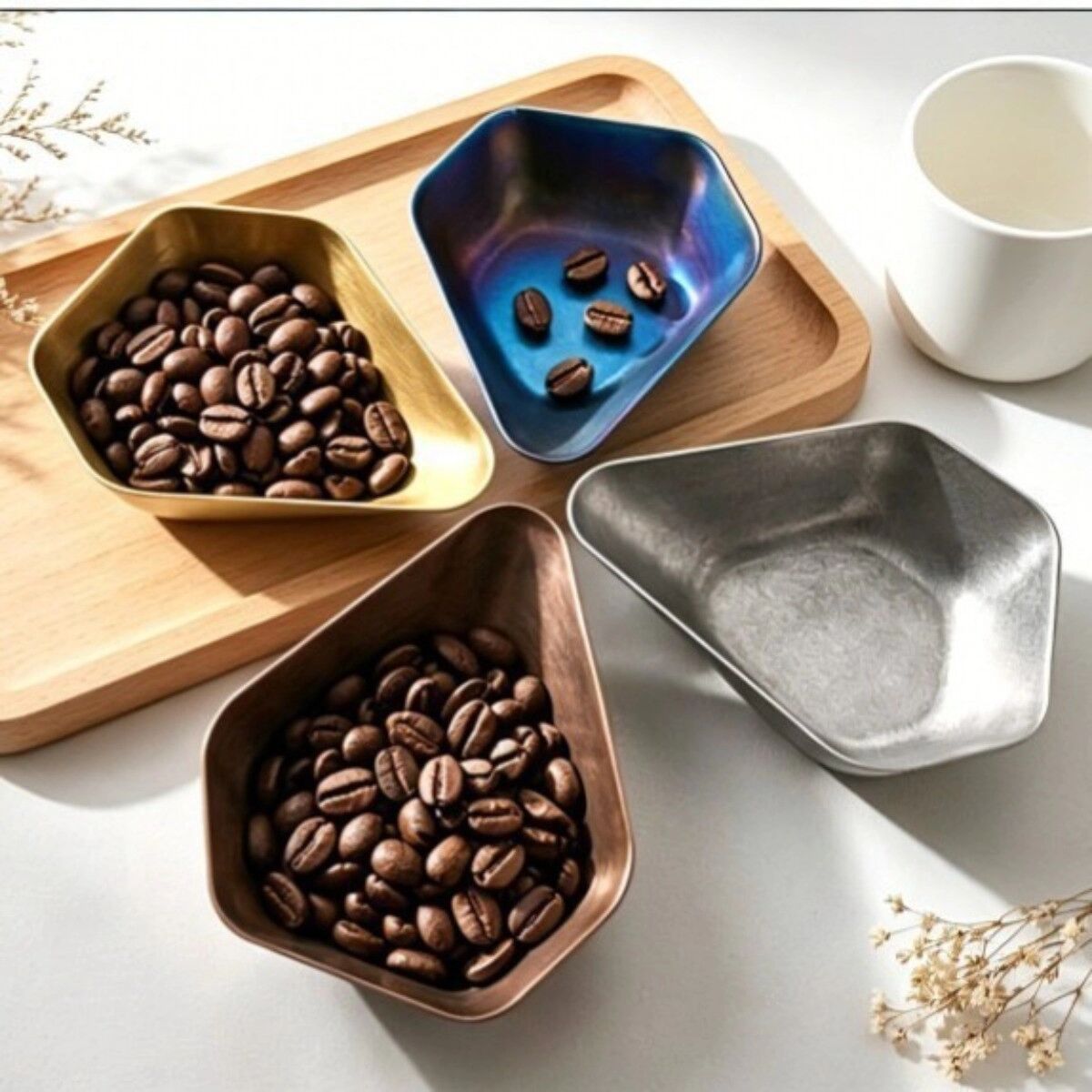 INF 304 Edelstahl Kaffeebohnen-Wiegeplatte - Retro-Dosierplatte für präzises Abwiegen und Kaffeepräsentation Roségold