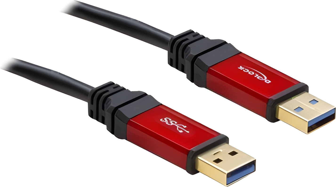 Delock Premium 82746 USB-datakabel met 1 x USB Type A naar 1 x USB Type A, 3 meter, Zwart