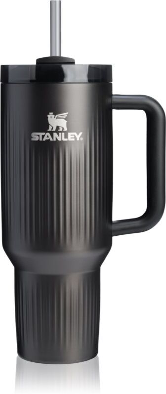 Stanley Quencher H2.O Fluted Tumbler gobelet en acier inoxydable avec paille grand format Black PVD 1 pcs