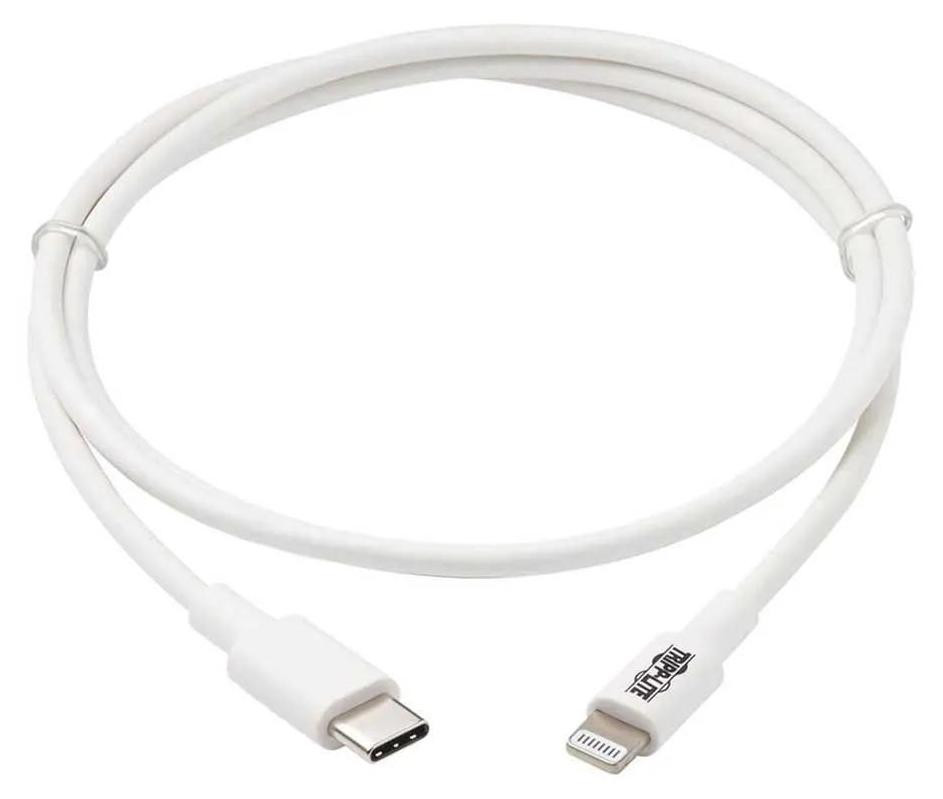 Tripp-Lite by Eaton USB-C naar Lightning synchronisatie- en oplaadkabel, MFi-gecertificeerd, wit, 0,9 meter