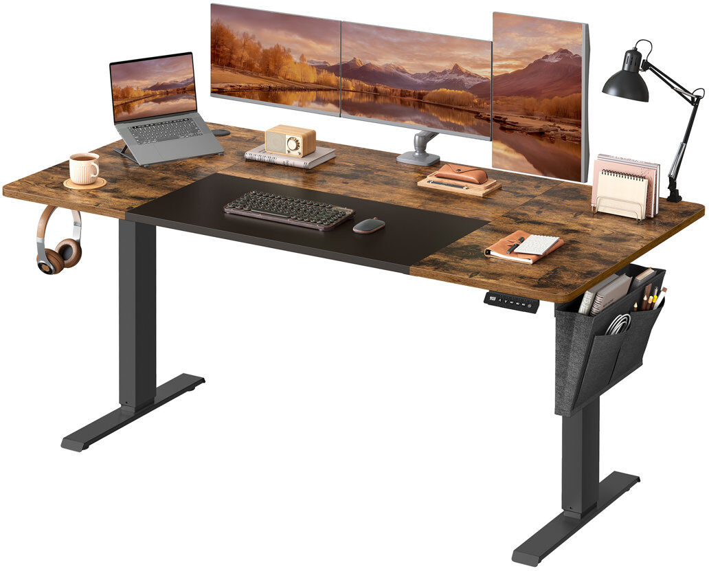 Rio Steel Standing Desk Brown 160cm W X 70cm D