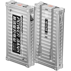 Wekome Powerbank 10000mAh 20W Serie Container (10000 mAh, 20 W, 37 Wh), Powerbank, Silber, Grau