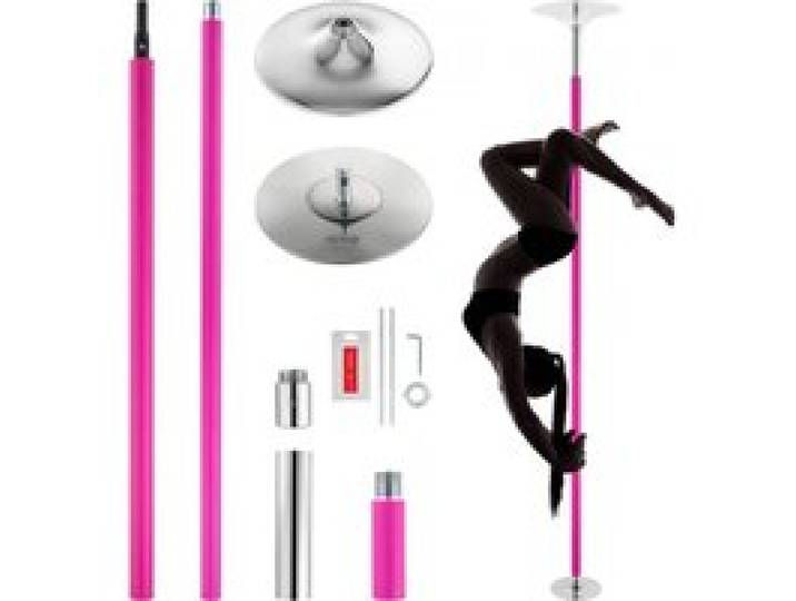 VEVOR Professionelle Tanzstange, Pole Dance Tragbare Tanzstange Profi ca. 216,3-270 cm Höhenverstellbare Abnehmbare Fitnessstange Spinning Fitness Pink, Statische Tanzstange Fitnessstudios