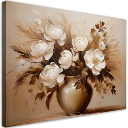 WANDBILD beiger blumenstrauß in einer vase