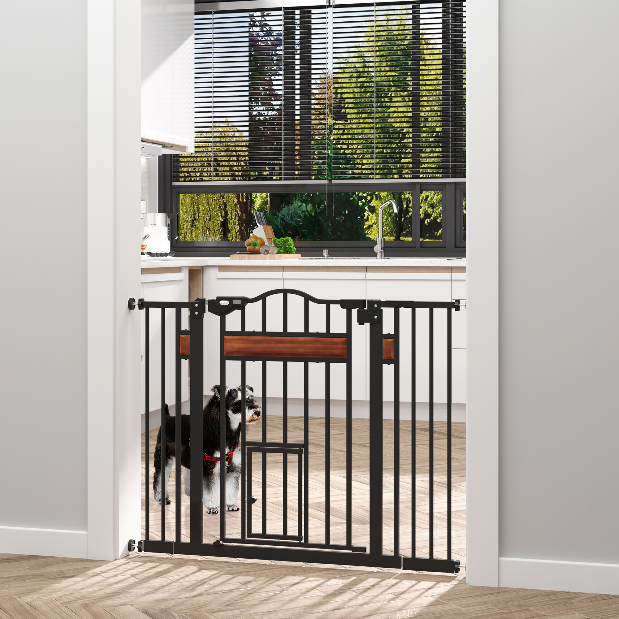 Altro Cancelletto Per Cani Di Taglia Media E Piccola Con Chiusura Automatica, 74-105x76.2 Cm, Nero