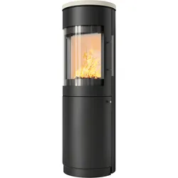 Kaminofen HARK 116 FlameKat 6 kW - Ofenkacheln: quarz-weiß - Korpus: graphit
