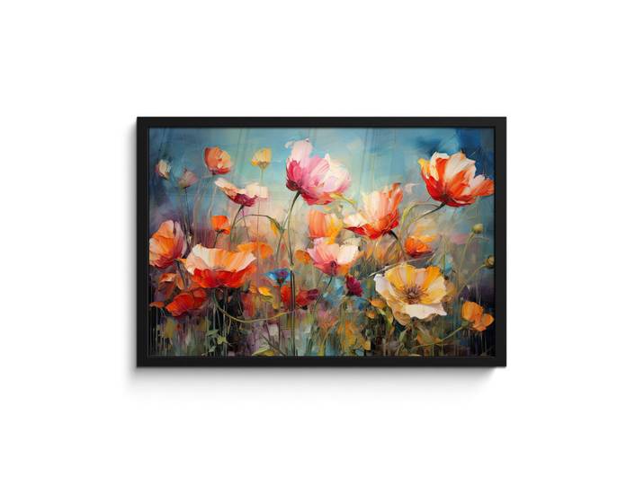 MuchoWow Poster MIT Rahmen Blumen - Aquarell - Kunst - Botanisch - Natur 60x40 cm, Orange, Papier, Rechteckig, 60x40 cm, gerahmt, Bilder & Rahmen, Bilder