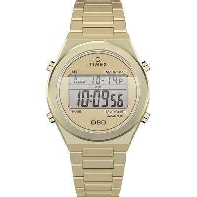 Digitaluhr TIMEX "CONTINENTAL Q80", gold (goldfarben), Armbanduhren, Herren, Digitaluhr, Quarzuhr, Armbanduhr, Herrenuhr,Edelstahlarmband,analog
