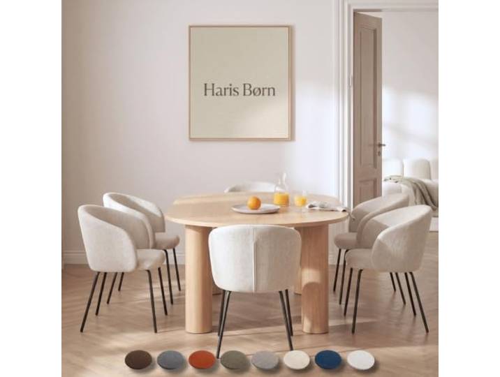 Haris Børn® Esszimmerstühle (6er Set) Beige - Bequeme Polster Esszimmerstühle mit Armlehne - Premium Esstisch Stühle & Wohnzimmer Stühle - Moderne Esszimmerstühle 30 Tage risikofrei testen