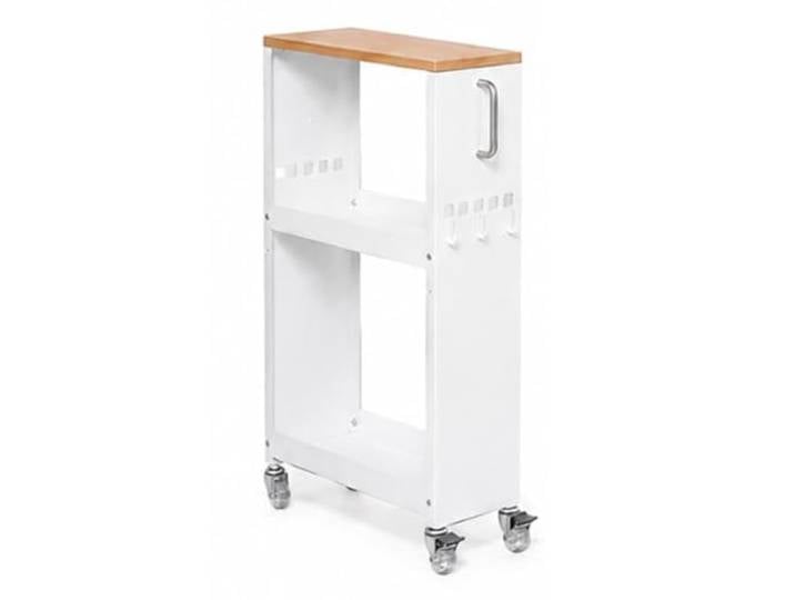 MJJRWF Mobiler Aufbewahrungswagen Mit Verstellbaren Regalen Für Küche Schmaler Rollwagen für Küchenlücken, Holzoberseite, verstellbare Regale(10x40x69.5cm)