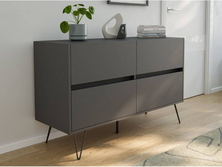 Magnolia Home Sideboard Kommode Dion 120cm 4 SoftClose Schubladen Grafit