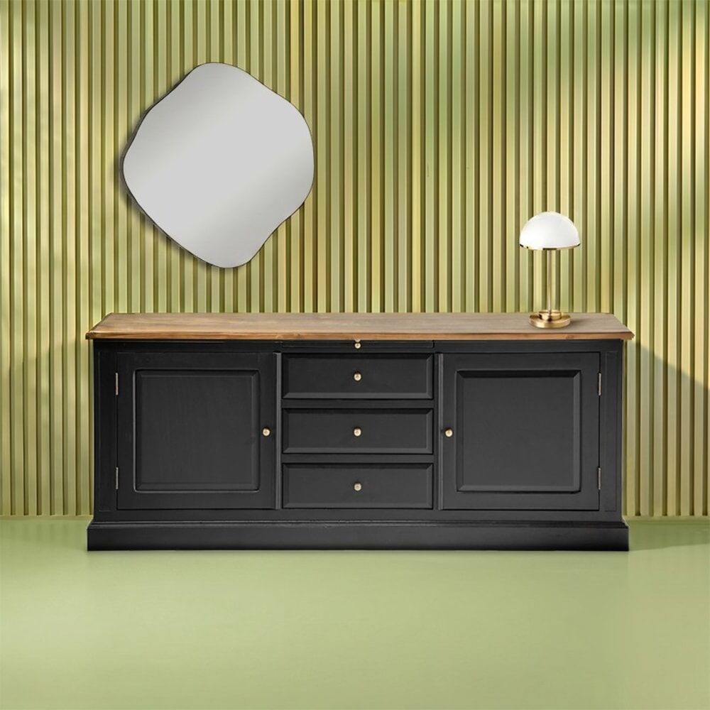 Signature Buffet en acacia massif Noir 196x78x48cm