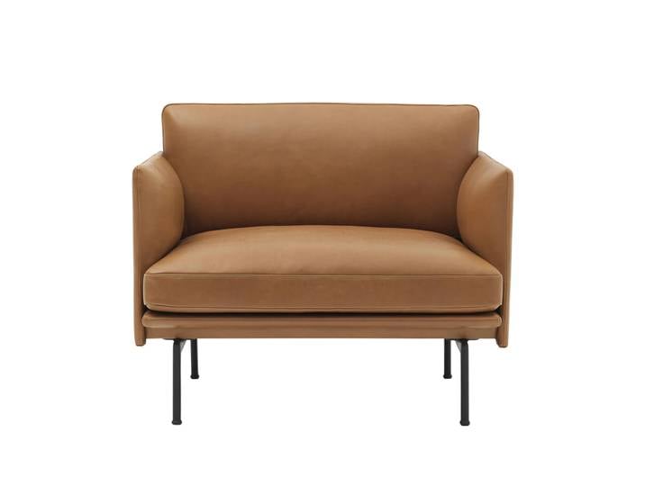 Muuto Outline Stuhl schwarzes Gestell Refine leather cognac-Black