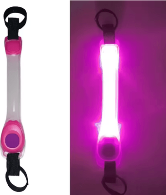 Inspire Picks LED Glow Dog Collar & Harness Waterproof Reflective Night Safety Gear pink