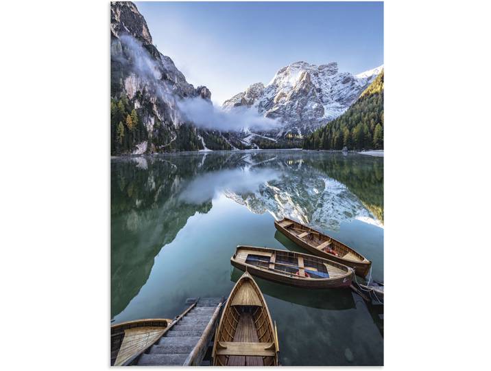 Wandbild ARTLAND Pragser Wildsee in Südtirol , blau (farbe bild(er): blau), B:45cm H:60cm, Bilder, Wandbild, als Alubild, Leinwandbild in verschied. Grössen