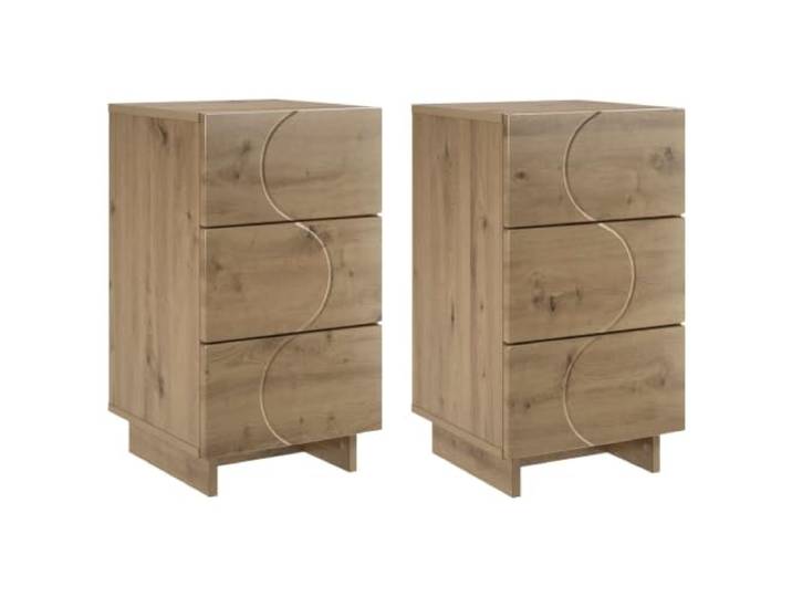 Coespram Nachttisch 2er Set Artisan-Eiche 33,5x34,5x60 cm Beistelltisch Kompakter Nachtschrank im 2er-Set aus Holzwerkstoff für Schlafzimmer und Wohnzimmer mit variablen Schubladen.