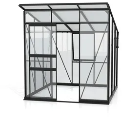 Vitavia Gewächshaus Fokus 4450 - 3,7 m2 ESG 3 mm mit HKP-Dach 6 mm Schwarz