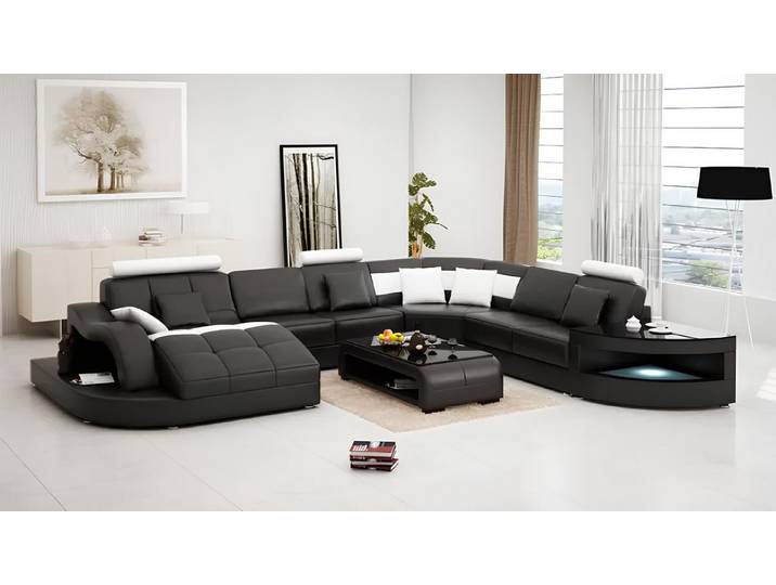 Xlmoebel Wohnlandschaft Moderne Eckcouch aus hochwertigem Leder mit großzügigem Platzangebot, Ecksofa, Hergestellt in Europa