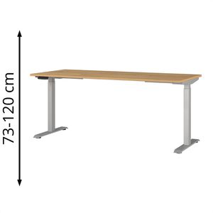 Germania Schreibtisch Mailand, 7909-638, eiche / silber, elektrisch höhenverstellbar, 180 x 73-120 x 80 cm