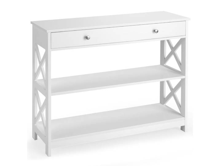 Console 3 niveaux design et moderne blanc 30,5 x 94 x 79 cm
