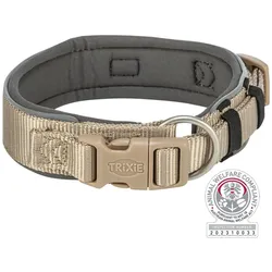 Trixie Halsband Hond Premium Extra Breed Zand / Grafiet Grijs - 53-62X5 Cm (Hund, Allgemein, Spazieren), Halsband + Leine