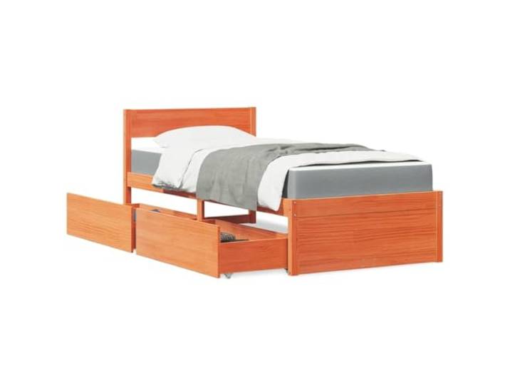 RJPLMFV Bett mit Schubladen, 100 x 200 cm, massives Kiefernholz, Matratze mit Taschenfedern