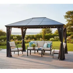 Sojag Verona 1014 | Pavillon mit festem Dach | inkl. Moskitonetz | 3x4 m - Anthrazit