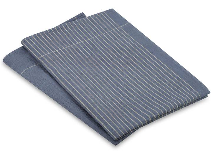 Geschirrtuch ROSS Geschirrtücher 2er-Set 927 2x HL + Banderole , blau (denim, natur), B:18cm H:3cm L:27cm T:3cm, 50% Baumwolle, 50% Leinen, Geschirrtücher, Geschirrtuch, Zwirn- Halbleinen