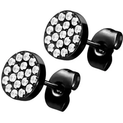 Titan Ohrstecker DISC + EINGEFASSTE KRISTALLE