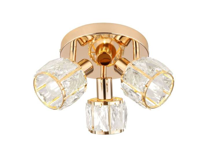 Glamouröse Deckenleuchte für den Wohnraum, 3-fach rund, Ø36cm, Roségold, dekorative Glasschirme, Kristalle, 3xE14 40W DUBAI Candellux