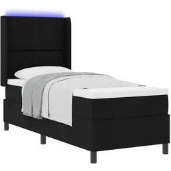 vidaXL, Boxspringbett, Boxspringbett Mit Matratze & Led Stoff Schwarz (90 x 190 cm)