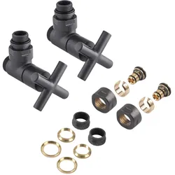 Terma Set Regel-Eckventil MINIMALIST; GZ 1/2"-Ø16x2, Ø15; Antrazith; (2xV43110EGR_2xA58502EGR_2xA333 TGERAN002