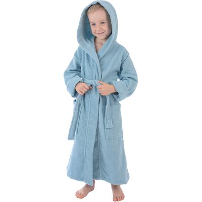 Kinderbademantel WEWO FASHION "8530" Gr. 146, blau (gletscher), L:100cm, Frottier, Hausmäntel, Kapuze