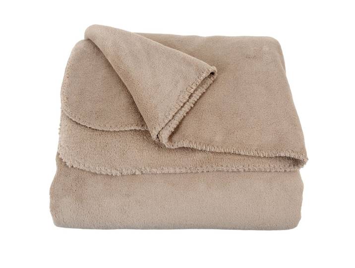 Weiche Plaid beige aus recyceltem Polyester 150x230