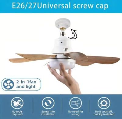 Inspired Finds Wood Grain Socket Ceiling Fan Light With Remote 6 Blade LED Fixture Wood Grain Socket Ceiling Fan Light With Remote 6 Blade LED Fixture