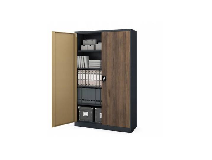 JAN NOWAK Armoire de bureau large Loft pour dossiers JAN II Anthracite / Noyer