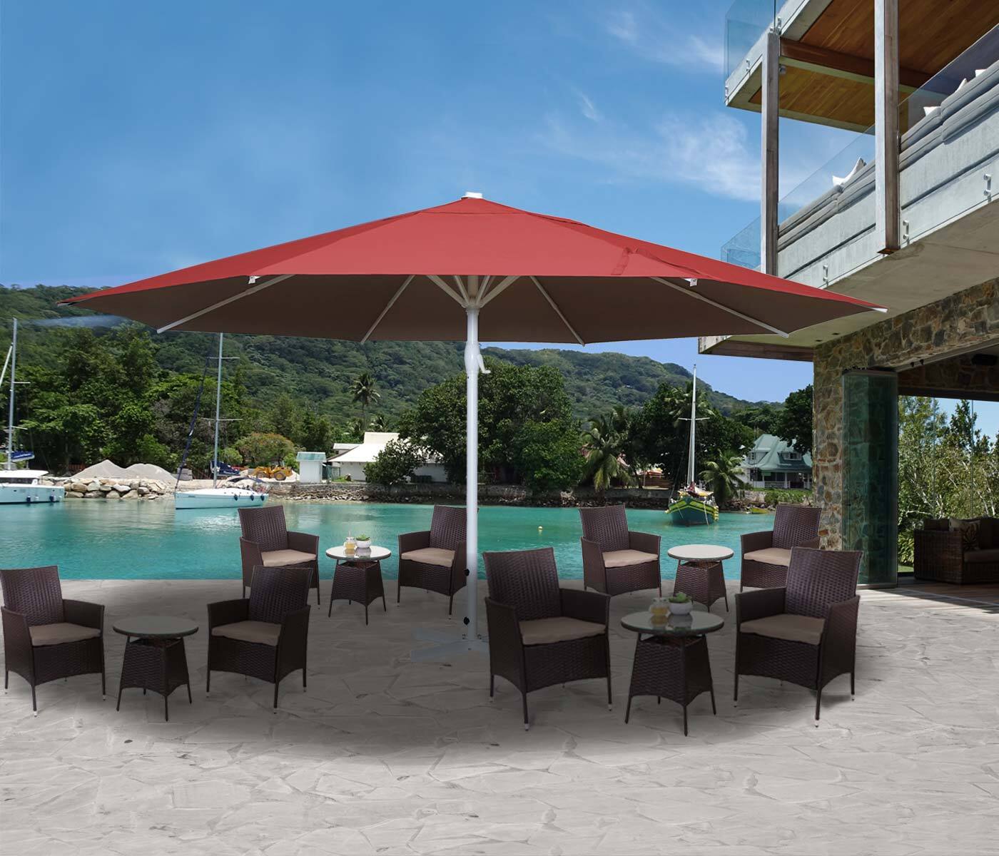 Sonnenschirm Meran II, Gastronomie Marktschirm, Ø 5m Polyester/Alu Mast weiß 28kg rot ohne Ständer