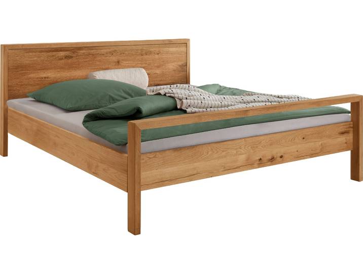 Massivholzbett HOME AFFAIRE Huven, hohe Belastbarkeit: 200kg je Seite , beige (natur, natur, natur), B:205cm H:90cm L:208cm, Betten, Massivholzbett, komplett aus massiver Eiche, FSC-zertifiziert