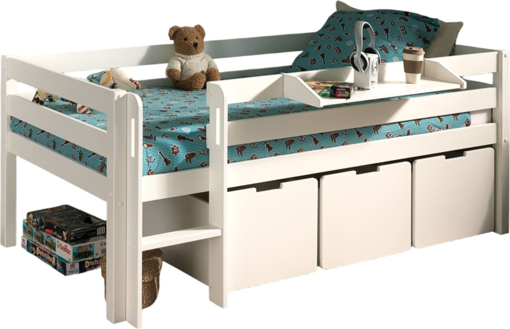 Kojenbett Karolina 208x105x83 Kinderbett Massivholz Weiß