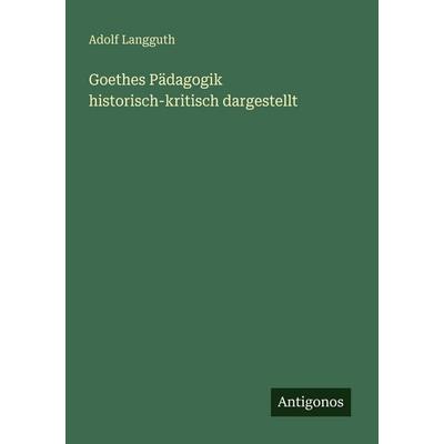 Goethes Pädagogik historisch-kritisch dargestellt, Taschenbuch von Adolf Langguth, Antigonos Verlag, 978-3-563-99100-8
