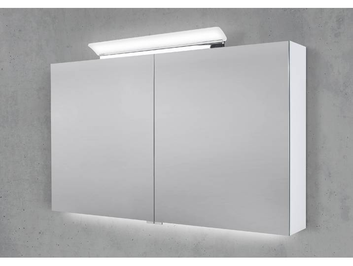Spiegelschrank 120 cm LED Acryl Aufsatzleuchte doppelseitig verspiegelt