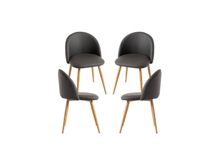4er Set Vint Kunstleder Stühle - Gris