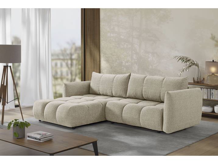 Ecksofa EXXPO - SOFA FASHION Livonia, B/T: 260/187, modern & praktisch für kleine Räume , beige (cappuccino), B:260cm H:87cm T:187cm, Sofas, Ecksofa, Mit Bettfunktion & Bettkasten,hoher Sitzkomfort,inkl. Steppung, L-Form