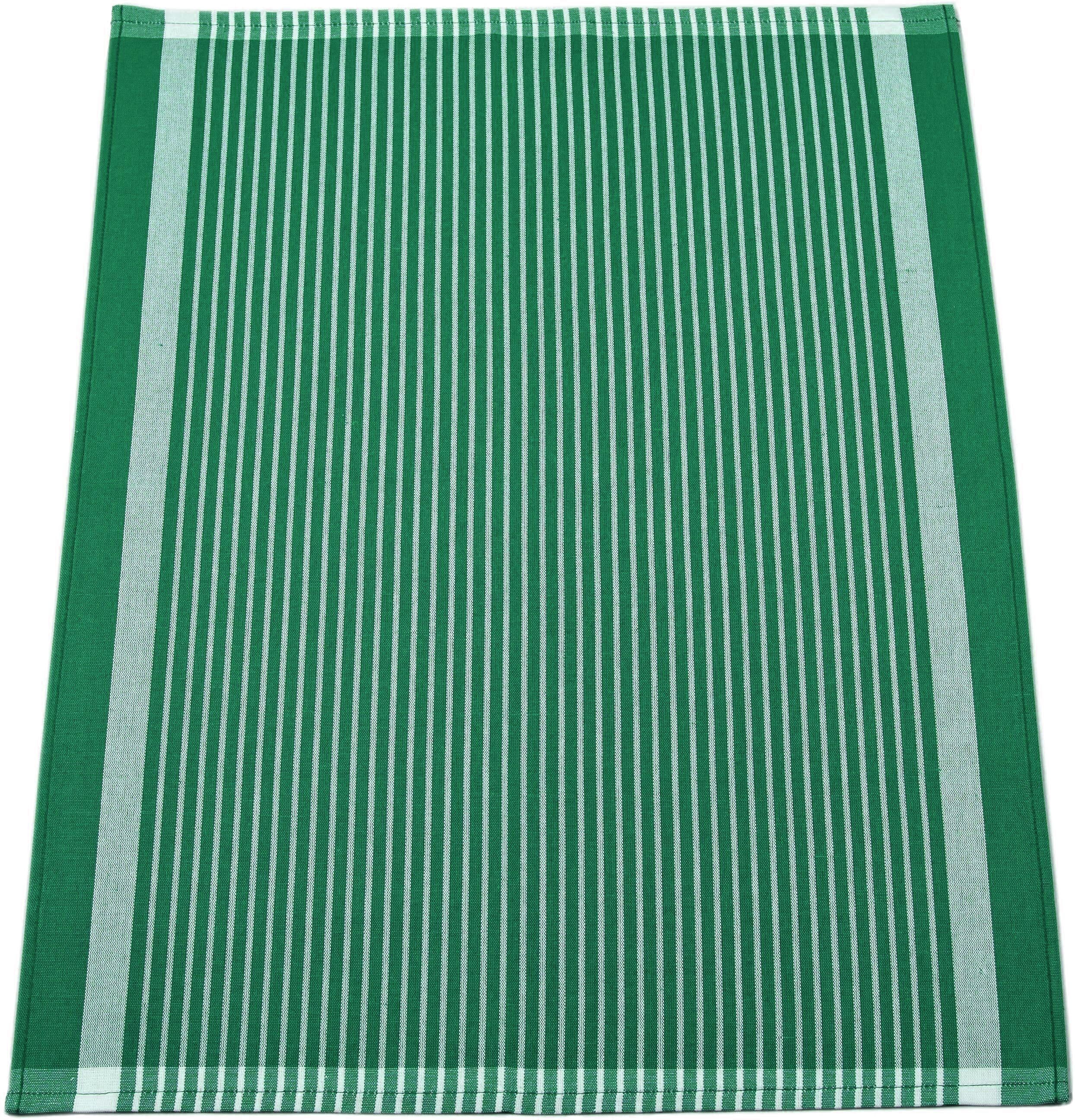 Geschirrtuch ROSS "Exclusiv", grün, 3 Stk., 100 % Baumwolle 50 % Baumwolle 50 % Leinen, 100% Baumwolle, 50% Baumwolle, 50% Leinen, Geschirrtücher, Geschirrtuch, 1x Küchen-Frottiertuch 50x50 cm Streifen u. 2x Geschirrtücher 50x70 cm