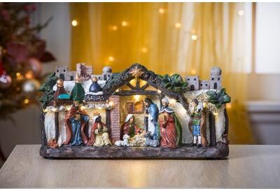 "13""L Pre-Lit Nativity Scene by BrylaneHome in Multi"